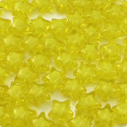 200pcs 11mm Acrylic Star Beads Spacer Beads for DIY Jewelry Making Bracelet Necklace Key Chains Handmade Craft(Lemon Yellow) - color: Lemon Yellow, size: 11mm