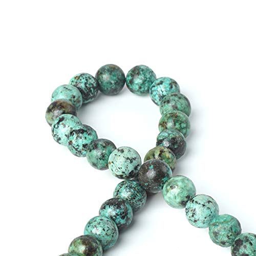 100Pcs Natural Stone 6mm African Turquoise Round Loose Gemstone Energy Healing Beads Hole Size 1mm DIY Smooth Beads for Bracelet Necklace Earrings Jewelry Making - color: African Turquoise, size: 6mm