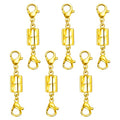 Double Lobster Clasp Magnetic Necklace Clasps and Closures 14K Gold and Silver Magnetic Jewelry Clasps Converters for Bracelet Necklaces Extender - color: 6Pcs Gold
