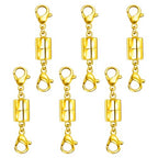 Double Lobster Clasp Magnetic Necklace Clasps and Closures 14K Gold and Silver Magnetic Jewelry Clasps Converters for Bracelet Necklaces Extender - color: 6Pcs Gold