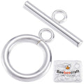 Beebeecraft 15Pcs Toggle Clasps 925 Sterling Silver Plated T-bar Closure Round Claps Jewelry Findings with Storage Box for Necklaces Bracelets Making
