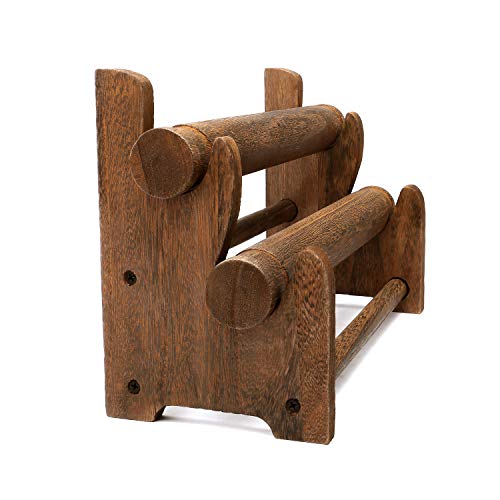Ikee Design Wooden 2-Tier Bar Bracelet/Bangle Jewelry Holder Stand Display Organizer, Wood Bracelet Bangle Holder, Brown Color, 11 3/4 W x 5 3/8 D x 8 H in - color: Brown
