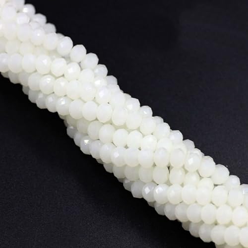 350Pcs Briolette Glass Beads for Jewelry Making, 6mm Faceted White Glass Crystal Beads for Bracelets Making, Rondelle Glass Beads Bulk for Crafts Wine Charms Wind Chimes Suncatchers - color: White, size: 6mm