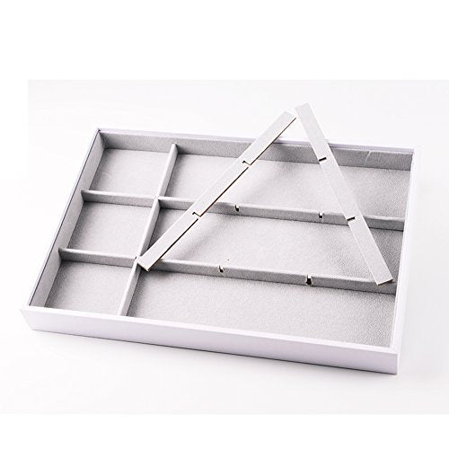 Oirlv Hand Made Velvet Stackable Jewelry Trays Rings Earrings Bracelet organizer Storage Tray (12 Grids) - size: 12 Grids Multi