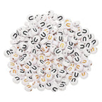 HARFINGTON 200 Pcs 4x7mm Acrylic Letter Beads, Round White Alphabet Beads Letter U, Alphabet Spacer Beads for Jewelry Making Bracelets Necklaces - style: Letter U