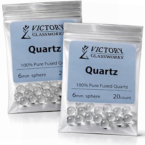 Victory Glassworks™ Clear Quartz Balls, Round Spacer Beads, Optical Grade Fused Silica Glass for Jewelry Making, Crafts, Boiling Stones (6mm Pack of 40) - size: 6mm Pack of 40