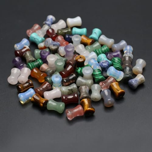 40 Pcs Healing Loose Beads Bamboo Jiont Shape Natural Necklace Stone Pendants Crystal Charms for Jewelry Making DIY Craft - color: bamboo joint
