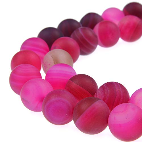 Natural Gemstone Loose Beads Matte Approxi 15.5 inch DIY Bracelet Necklace for Jewelry Making (6mm, Matte Fushia Stripe Agate) - color: Matte Fushia Stripe Agate, size: 6mm