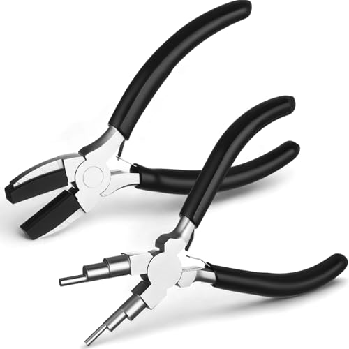 Mudder 2 Pieces Jewelry Making Tool Bail Making Pliers 6 in 1 Jewelry Wire Bending Pliers for Beading Looping Shaping Wire DIY Crafts (Black) - color: Black