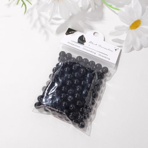 Raicegs 100pcs 8mm Black Tourmaline Beads Natural Gemstone Beads Round Loose Beads for Jewelry Making DIY Bracelets Necklace - color: Black Tourmaline, size: 8mm Round