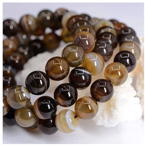90pcs Adabele AAA Natural Banded Brown Agate Healing Gemstone 4mm (0.16 inch) Small Round Loose Beads Gem Stone Spacer for Craft Jewelry Making GC15-4 - color: Banded Brown Agate, size: 4mm (90pcs/1 Strand)
