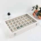 Wudygirl Large Jewelry Organizer Box with 40 Compartments Earring Holder Organizer Velvet Ring Display and Necklace Storage Tray Jewelry Box for Women (Beige Velvet) - style: Beige 40 Grid Tray
