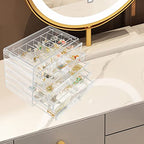 Weiai Clear Acrylic Jewelry Organizer, 90 Grids Adjustable Dividers Earrings Rings Storage Box - size: 5 Drawers
