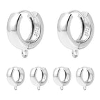 6Pcs 925 Sterling Silver Earrings Hooks Round Hoop Huggie Ear Hooks Hypoallergenic Sterling Silver Findings Dangle Earrings Leverback 14x5mm Wide Thick Huggie Hoop with Loop Supplies Jewelry Making - color: 6Pcs14x5mmHuggie_Silver