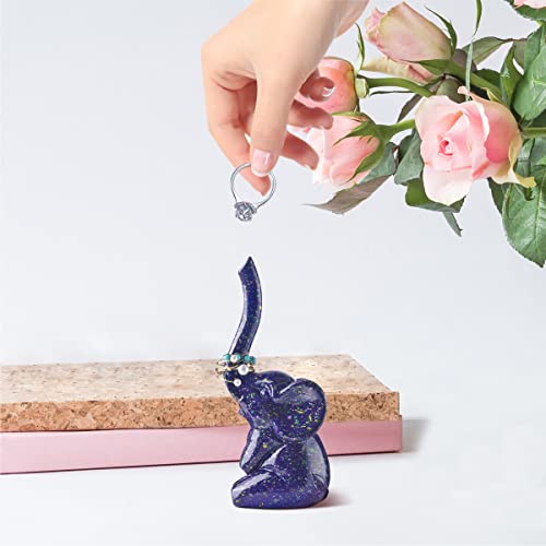 PUDDING CABIN Purple Elephant Ring Holder Cute Ring Organizer Stand Display, Unique Elephant Gift for Women Mom Mother's Day Birthday Engagement Bridesmaid Christmas Gift - style: Purple Elephant
