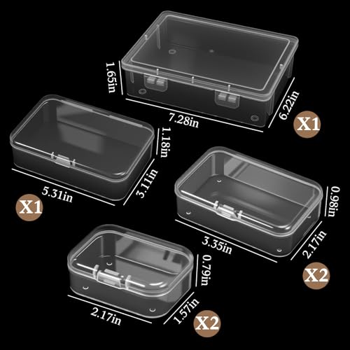 Jetec 6 Pieces Mini Plastic Clear Beads Storage Containers Box for Collecting Small Items, Beads, Jewelry, Business Cards, Game Pieces, Crafts (4 Size) - size: Mixed Sizes