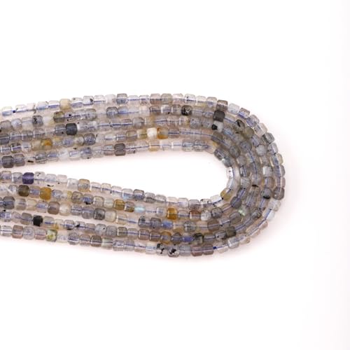 Faceted Natural Moonstone 2-3mm Cube Square Loose Beads Gemstone Small Loose Beads Healing Crystal Energy Stone for DIY Jewelry Making 15" - color: Moonstone