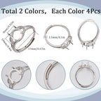 SUNNYCLUE 1 Box 8Pcs Prong Ring Setting Cubic Zirconia Adjustable Ring Blanks Golden Silver Brass Finger Ring Components 4 Claw Prong Ring Base for Jewelry Making Kits DIY Gemstone Rings Adult Women - style: Ring 1