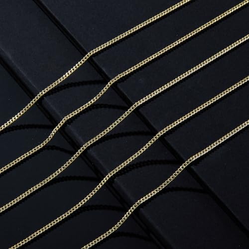 Crisjanggo 32.8 Feet Jewelry Making Chains Gold Cable Chains 14K Gold Plated Brass Chains Roll Spool for Jewelry Making DIY Craft Supplies with Jump Rings and Lobster Clasps - color: Cable Gold
