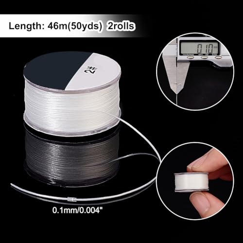 PH PandaHall 0.1mm Nylon String 100 Yards Beading Thread White Nylon Seed Bead Thread Bracelet Threads Sewing String for Leather Stitching Beading Jewelry Bracelets Making - color: White