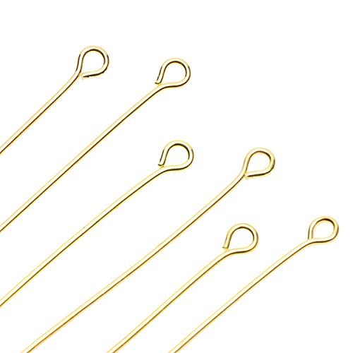 Shapenty 200PCS Mini Metal Wire Eyepins Beading Small Open Eye Head Pins Needles Bulk for DIY Craft Bead Earring Pendant Necklace Bracelet Jewelry Charm Finding Making (35mm/1.38inch, Gold) - color: Gold, size: 35 mm