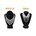 MOOCA 2-Piece Black Velvet Necklace Bust Display Set - Adjustable Hook - Jewelry Mannequin Stand for Necklaces & Chains up to 16-6 1/4 in H - color: Black Velvet