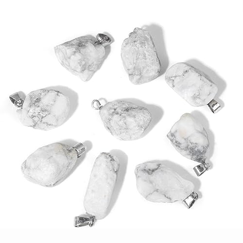 10pcs Irregular Raw Natural Howlite Rock Stone Pendant Healing Crystal Chakra Gemstone Charm for Jewelry Making DIY Necklace Earrings Accessories Reiki - color: Howlite