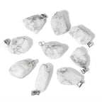 10pcs Irregular Raw Natural Howlite Rock Stone Pendant Healing Crystal Chakra Gemstone Charm for Jewelry Making DIY Necklace Earrings Accessories Reiki - color: Howlite