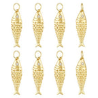 BENECREAT 8Pcs Brass Fish Charms, Gold & Platinum Sea Animal Fish Shaped Pendants for DIY Bracelet Necklace Earrings Jewelry Making - color: Gold