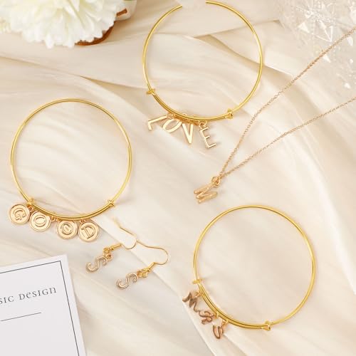 SANNIX Letter Charms, 156Pcs/6 Sets Alphabet ABC Letter Charms 3 Styles Capital A-Z Charms DIY Bracelet Necklace Pendants with 200Pcs Open Jump Rings for Jewelry Making, KC Gold - color: KC Gold