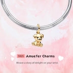 Love Family Friendship Graduation Mothers Nurses Day S925 Bead Pendant Charms for Pandora Bracelets Necklaces, Gifts Women, for Anniversary Birthday Valentines Day Christmas, Silver Gold - style: Dog Charm 14K Gold Plated