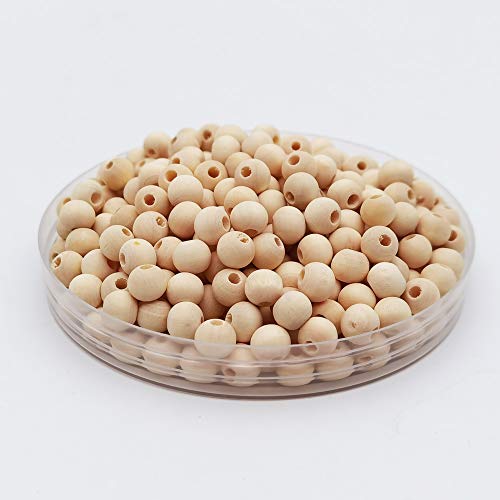 INSPIRELLE 1800pcs 8mm Natural Wood Beads Unfinished Round Wooden Loose Beads Wood Spacer Beads with 10M Jute Twine for Craft Making Home Decoration - size: 8mm