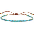 KELITCH Adjustable turquoise bead bracelet single color knitting friendship bracelet fashion jewelry daily wear gift (28 color selection) - color: Lake Blue 04A