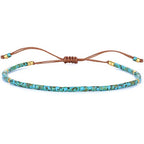 KELITCH Adjustable turquoise bead bracelet single color knitting friendship bracelet fashion jewelry daily wear gift (28 color selection) - color: Lake Blue 04A