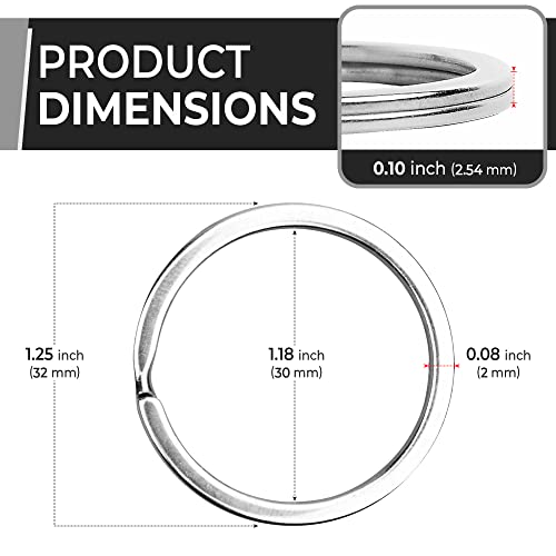 CREST Surgical and Marine Grade Stainless Steel Split Ring for Keychains SS316L Key Rings for Car Keys - color: 25-pack Large