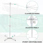 Lemecima 2 Pcs Rotating Jewelry Display Rack with Hooks Metal Earrings Display Stand for Selling Necklace (White, 3 Tires)