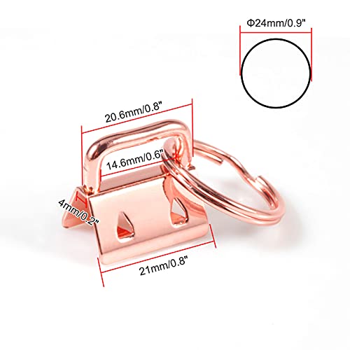 SPEEDWOX 20 Pcs 0.8" Rose Gold Key Fob Hardware Set, 8 Inches Glass Breaking Pliers with Rubber Tips, for Wristlet Keychain Key Lanyard Making - size: 0.8" Rose Gold