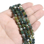 Moss Agate 6mm Gemstone Triangle Faceted Round Loose Beads Strand 15.5" DIY Jewelry Making - color: Moss Agate