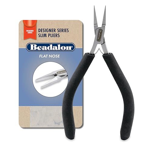 Beadalon Designer Series Slim Flat Nose Pliers, Black Vinyl-Free Grips, Stainless Steel, Box Joint, Double Leaf Springs, 5.75 in - color: Black, style: Flat Nose, Black