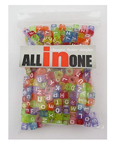 1000pcs Mixed Acrylic Letter/Alphabet “A-Z”Cube Beads for DIY Craft (Transparent Multicolor 6x6x6mm) - color: Transparent Multicolor 6x6x6mm