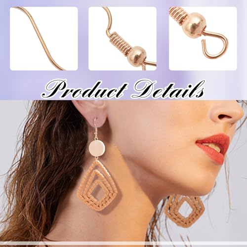 TOAOB 300pcs Earring Hooks Kits Rose Gold French Ear Wires with Ball and Coil 18mm Fish Hook Earring Making Supplies with Jump Rings and Clear Silicone Ear Backs for DIY Jewelry Findings - color: Rose gold