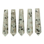 50mm Natural Kiwi Jasper Hexagonal Wand Jewelry Making Crystal Pointed Chakra Reiki Healing Beads 2mm Hole Drilled(Pack of 5) - color: Kiwi Jasper