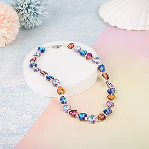 Cheriswelry 150pcs Faceted Heart Transparent Glass Beads 10mm Loose Spacer Love Heart Beads 15 Color Crystal Handmade Crafting Beads for DIY Earring Bracelet Necklace Jewelry Making - color: 15 Color