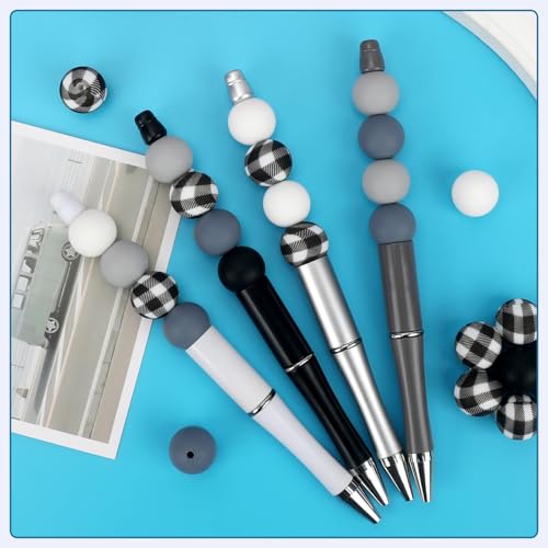 100 Pcs 15mm Silicone Beads for Keychain Making, Pink Gream Silicone Beads Bulk Round for Bracelets Pens Crafts Jewelry Making (Black White) - color: Black White