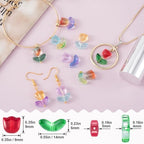 PAGOW 60pcs Tulip Flower Glass Beads, Czech Coloured Glaze Translucent Bracelet Beads, Colorful Handcrafted Crystal Loose Glass Beads for Spring Summer Valentines Wedding DIY Jewelry Making - color: Tulip Beads (Czech Glaze)