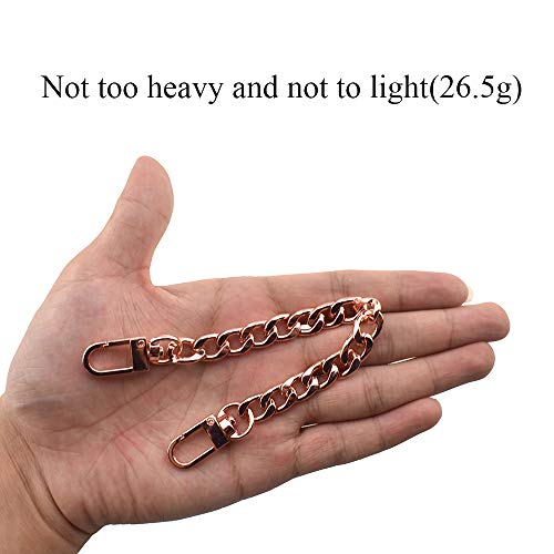 HAHIYO Purse Chain Strap 7.9 Inches Rose Gold for Shoulder Cross Body Sling Handbag Clutch Replacement - Comfortable Flat 0.4" Wide 2.4mm Extra Thick Metal 1 Pack - size: Rose Gold 7.9 inches