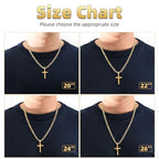 CaptainSteeL Cross Necklace for Men - Stainless Steel Silver/Gold Plain Cross Pendant Necklace Simple Jewelry Gifts, 20/22/24/26 Inches 3:1 Figaro Link Chain 4/5/6mm Width - size: 24inch, style: 6mm GOLD
