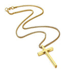 IEFSHINY Gifts for Men Boys - Stainless Steel Cross Pendant Chain Necklaces for Men, Mens 16-30 Inches Chain Gold Silver Black Cross Necklace Boys Jewelry Gifts - size: 16, style: Gold-cross pedant 0.7"*1.18"