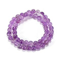 14in Agate Wrap Bracelet for Women Men Natural Round Beaded Agates Stone Healing Stretch Bracelets Elastic Handmade Polished Gemstone Beads Bracelet - color: Amethyst, size: 8mm Beads