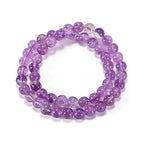 14in Agate Wrap Bracelet for Women Men Natural Round Beaded Agates Stone Healing Stretch Bracelets Elastic Handmade Polished Gemstone Beads Bracelet - color: Amethyst, size: 8mm Beads